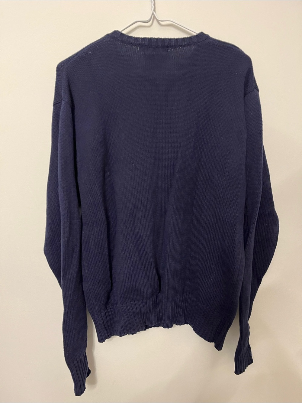 Vintage Polo by Ralph Lauren Men's Navy cable knit Sweater with Red Pony image 3